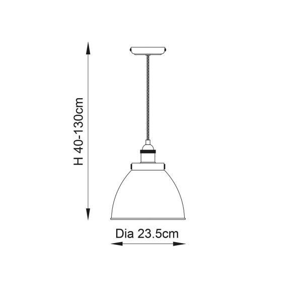 Lampa wisząca FRANKLIN kopułowy klosz szara mosiądz 1xE27x40W IP20 Endon