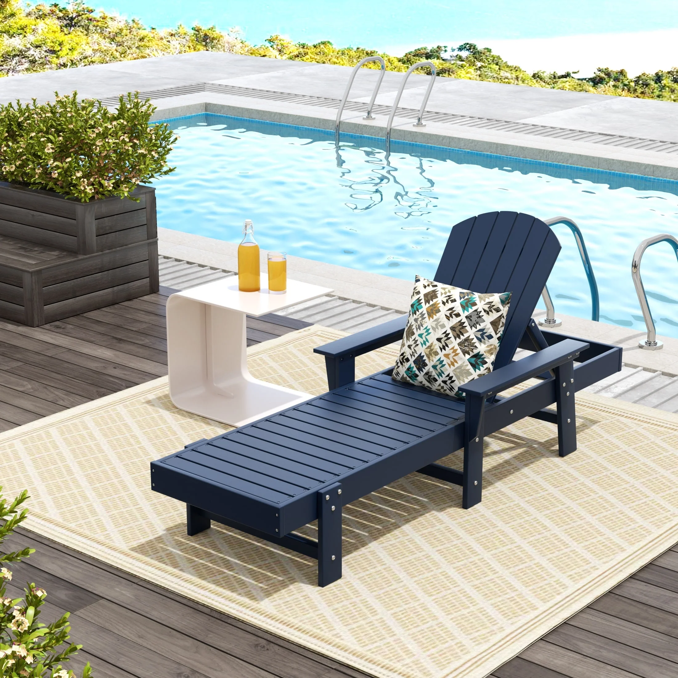 Polytrends Altura Poly Eco-Friendly All Weather Reclining Chaise Lounge with Arms