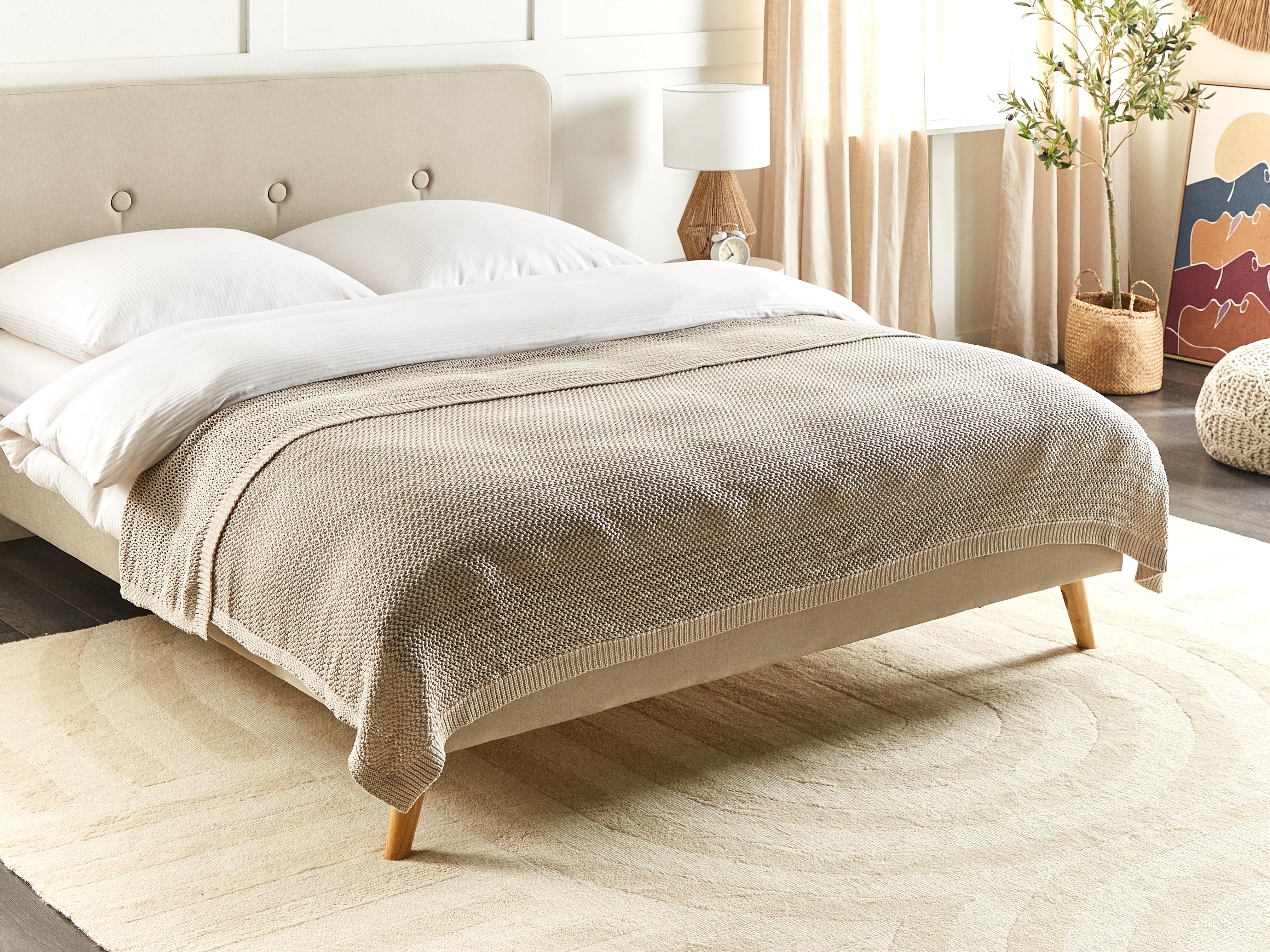 Bedspread ILEN Cotton 150 x 200 cm Light Beige