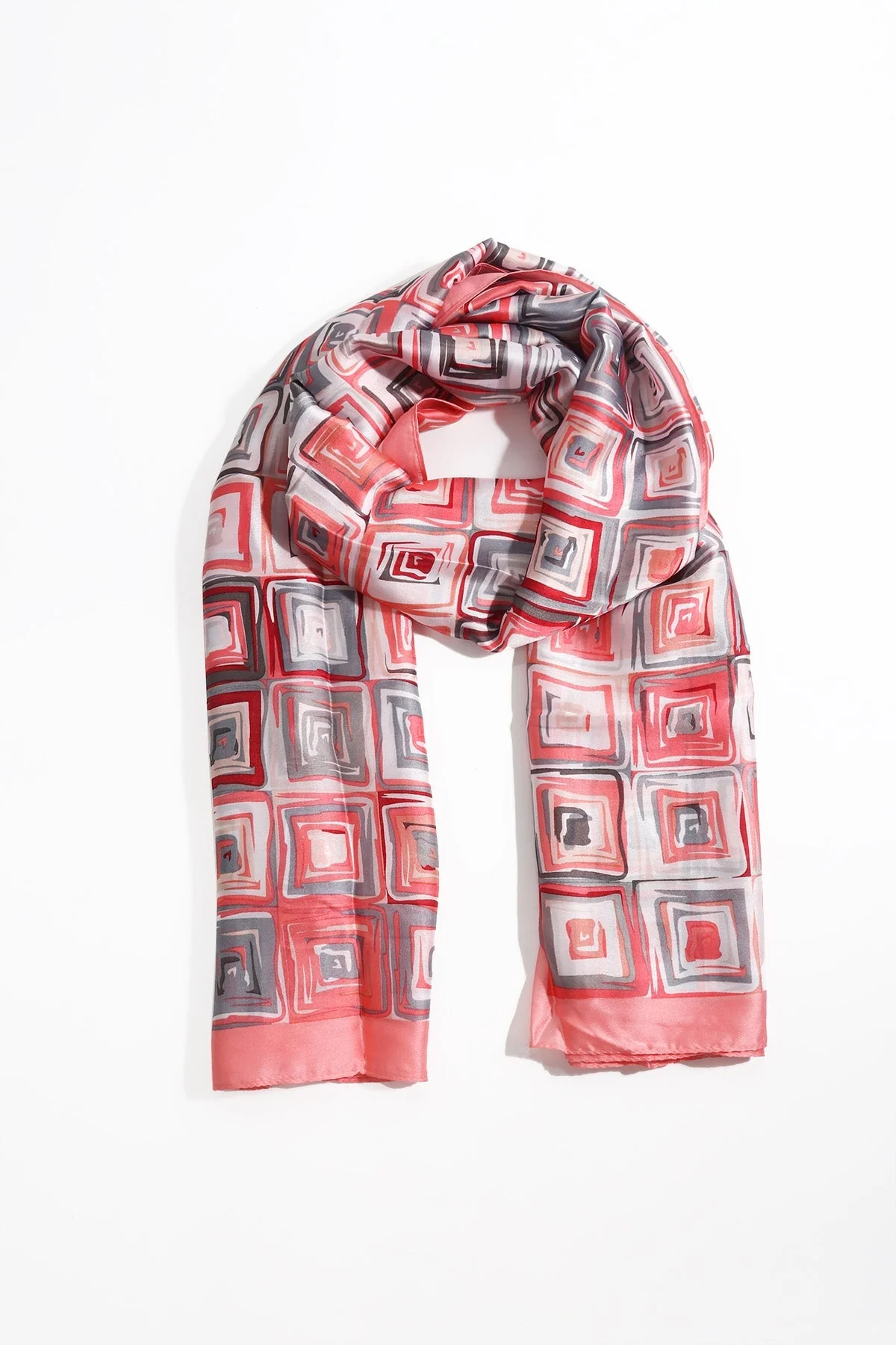 Pink Square Print Scarf