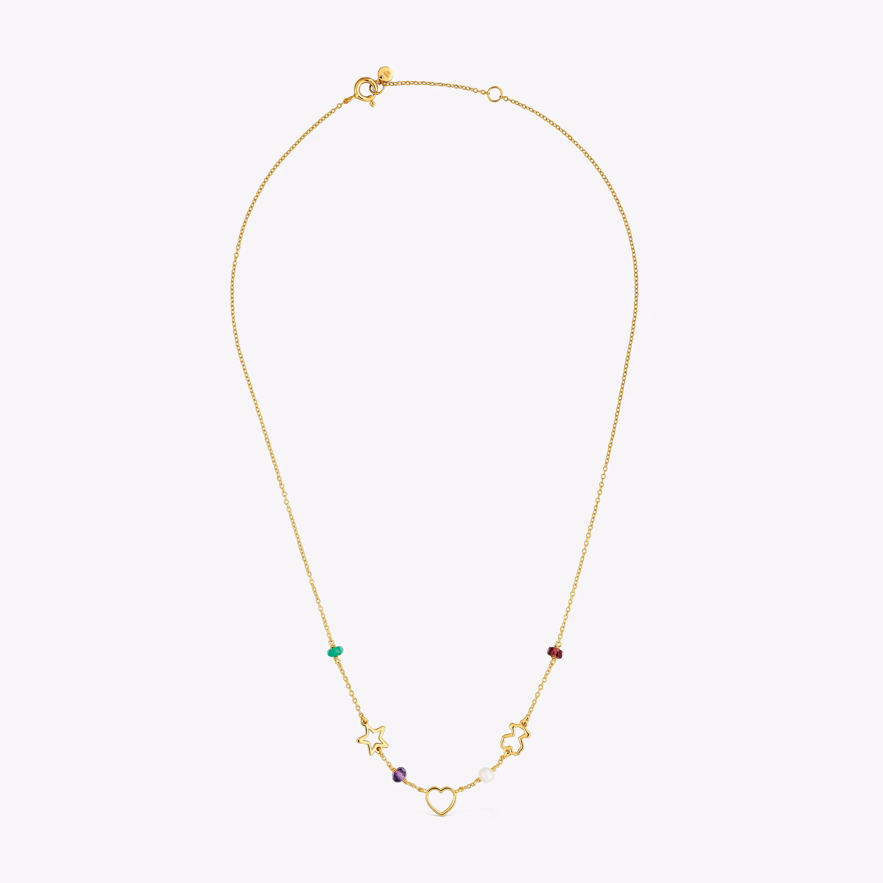 Collar motivos de oro 9 kt y gemas Silueta