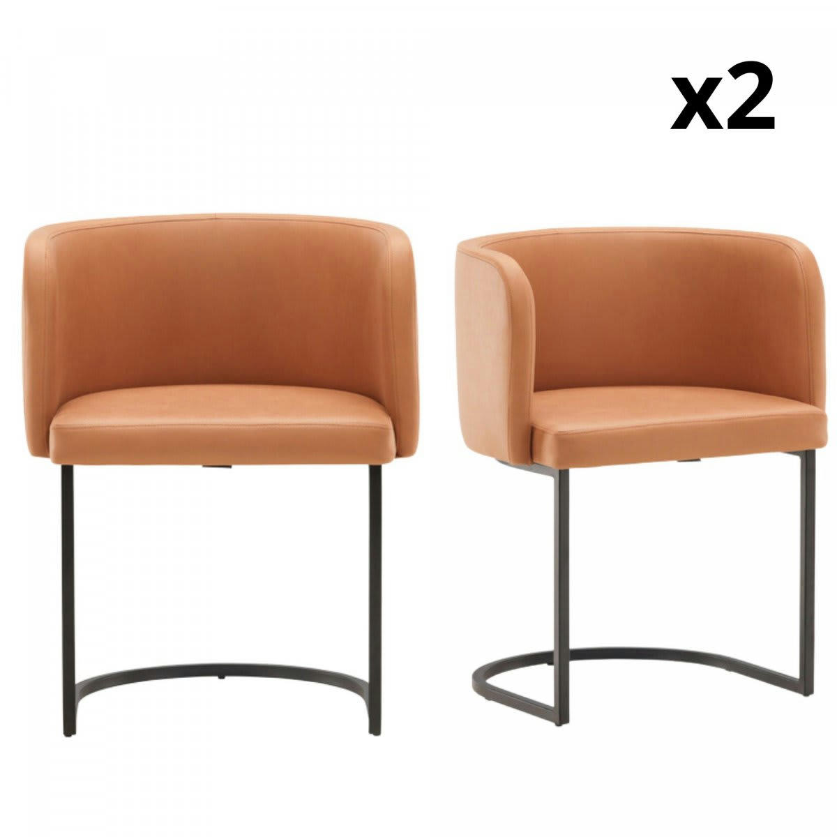 CORENTINE - Lot de 2 chaises contemporaines en simili beige