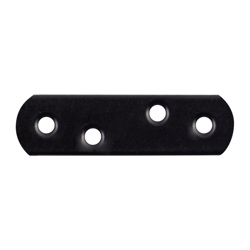 Plaque d'assemblage en acier noire avec bords arrondis 16 x 57 mm ALBERTS