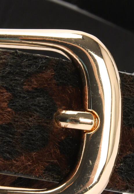 Womens Dark Brown Leopard Print Belt