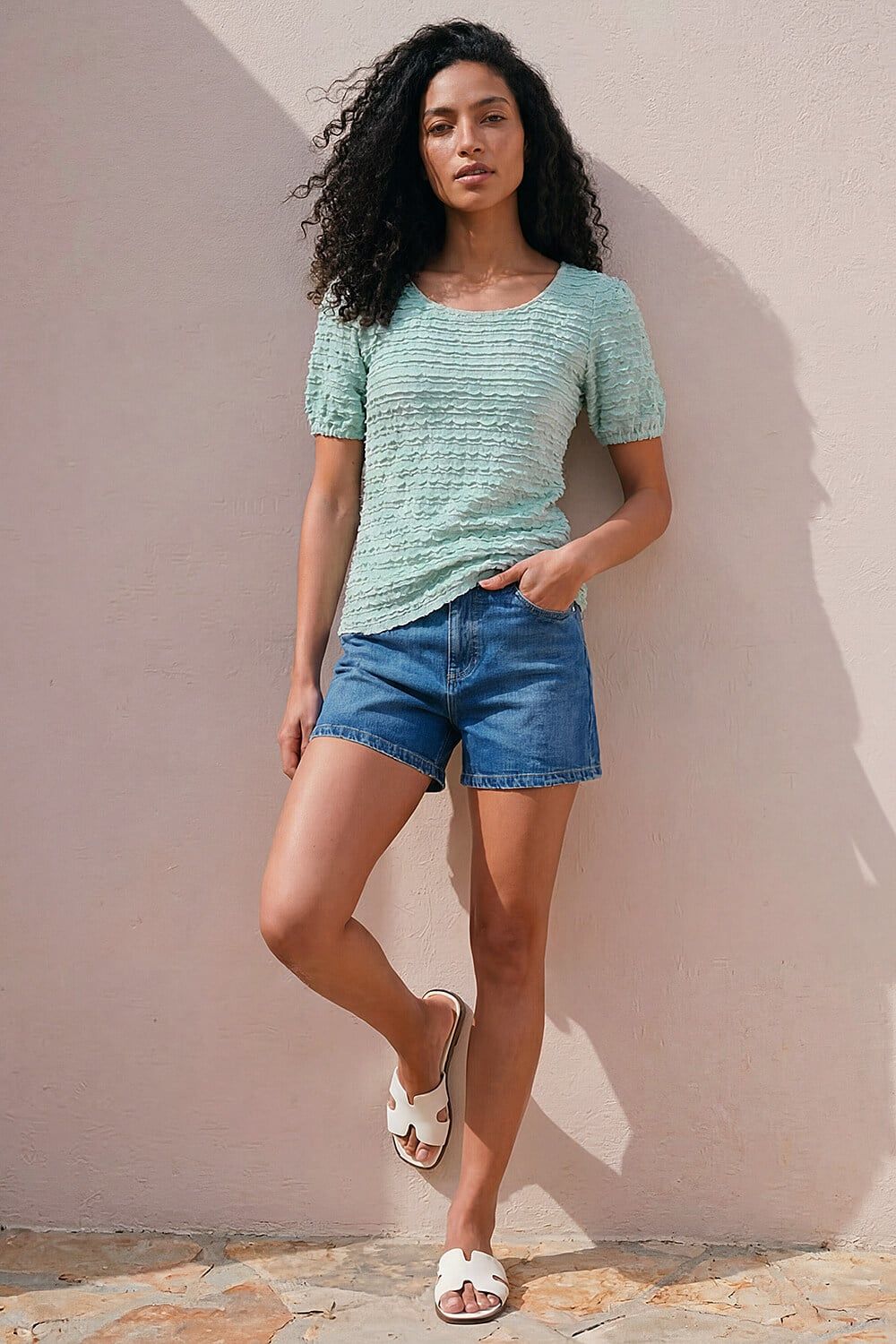 Roman Textured Jersey Stretch Top