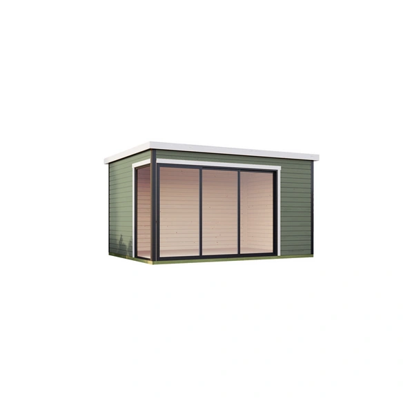 Blockbohlenhaus »Austin«, BxHxT: 439,6 x 239,4 x 319,6 cm (Außenmaß inkl. Dachüberstand), grün