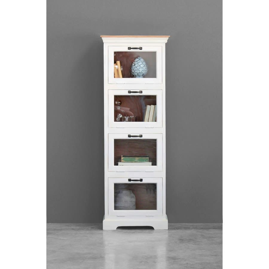 BIANCO PROVENZALE - Vitrine en manguier blanc, avec 4 portes pliantes.