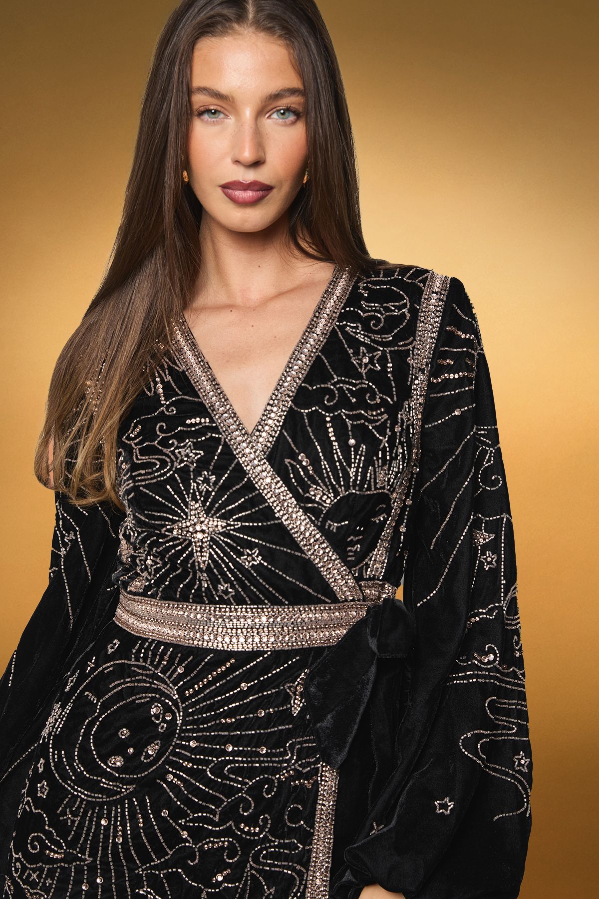 Coast Party Sequin Velvet Wrap Mini Dress