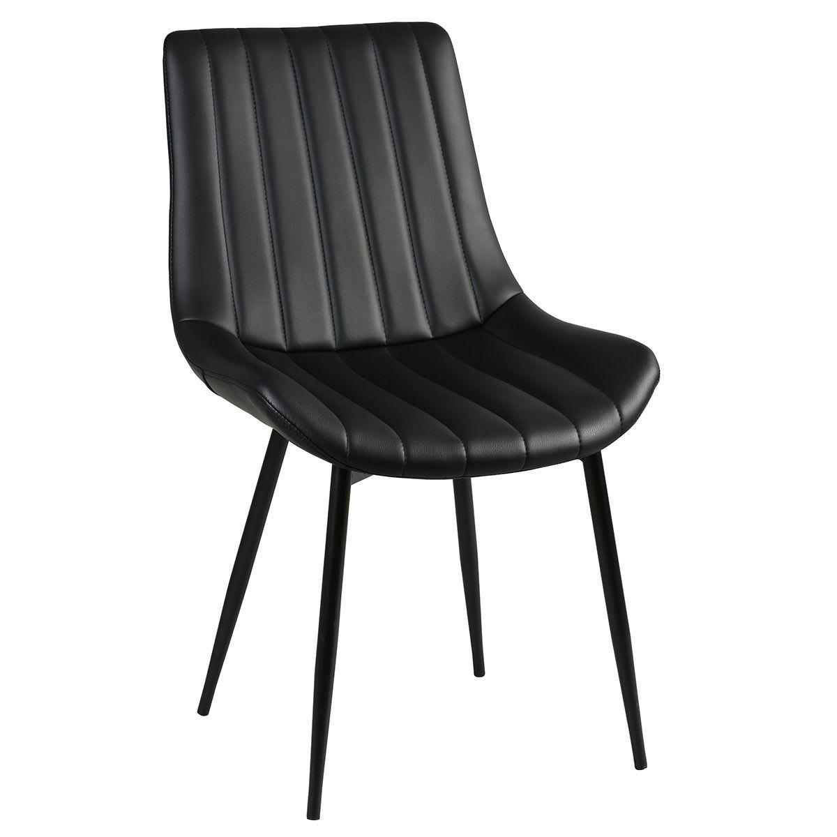 CAROLANN - Lot  de 2 chaises noires métal et pvc