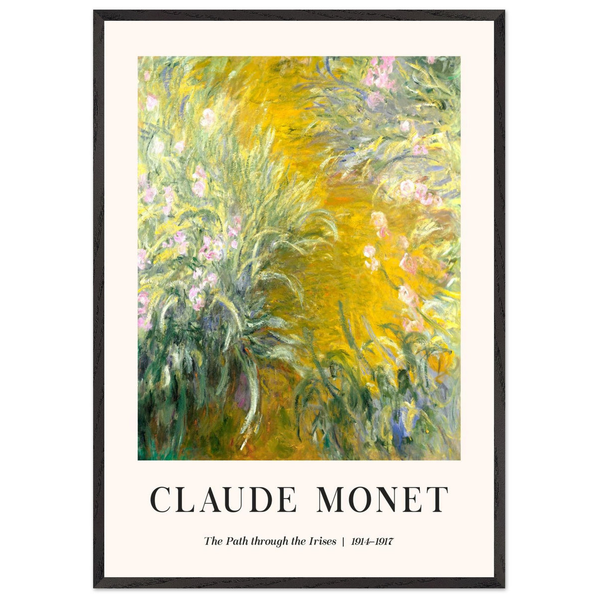 Artfulprints Poster met Lijst Claude Monet - The path through the irisis  - 70x100 cm - Groen