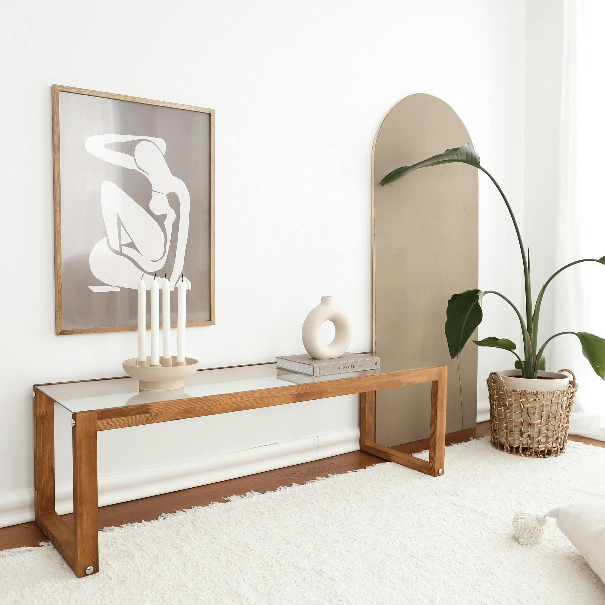 Meuble TV bois brun et verre - 130 cm, moderne LHASA