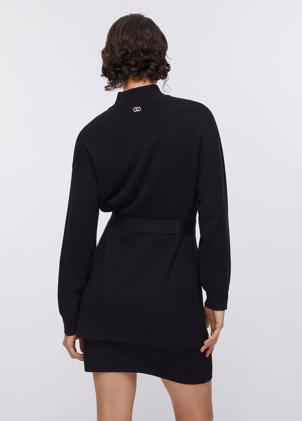 Cardigan con zip e cintura