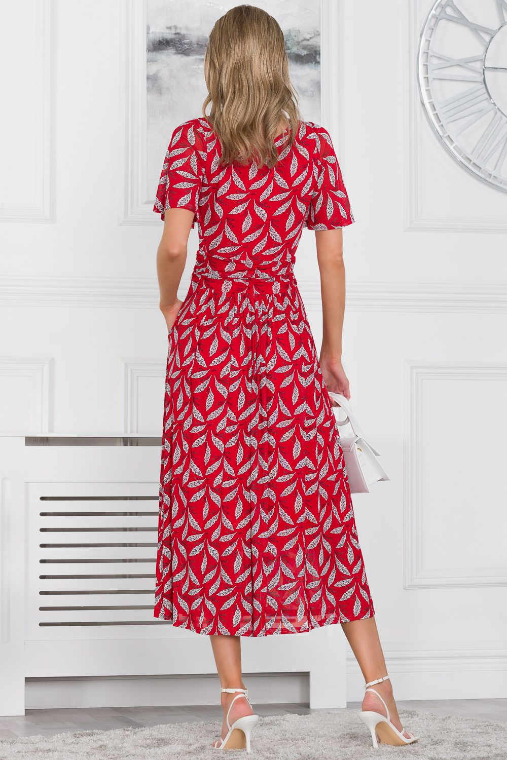 Jolie Moi Raylina Leaf Print Mesh Maxi Dress