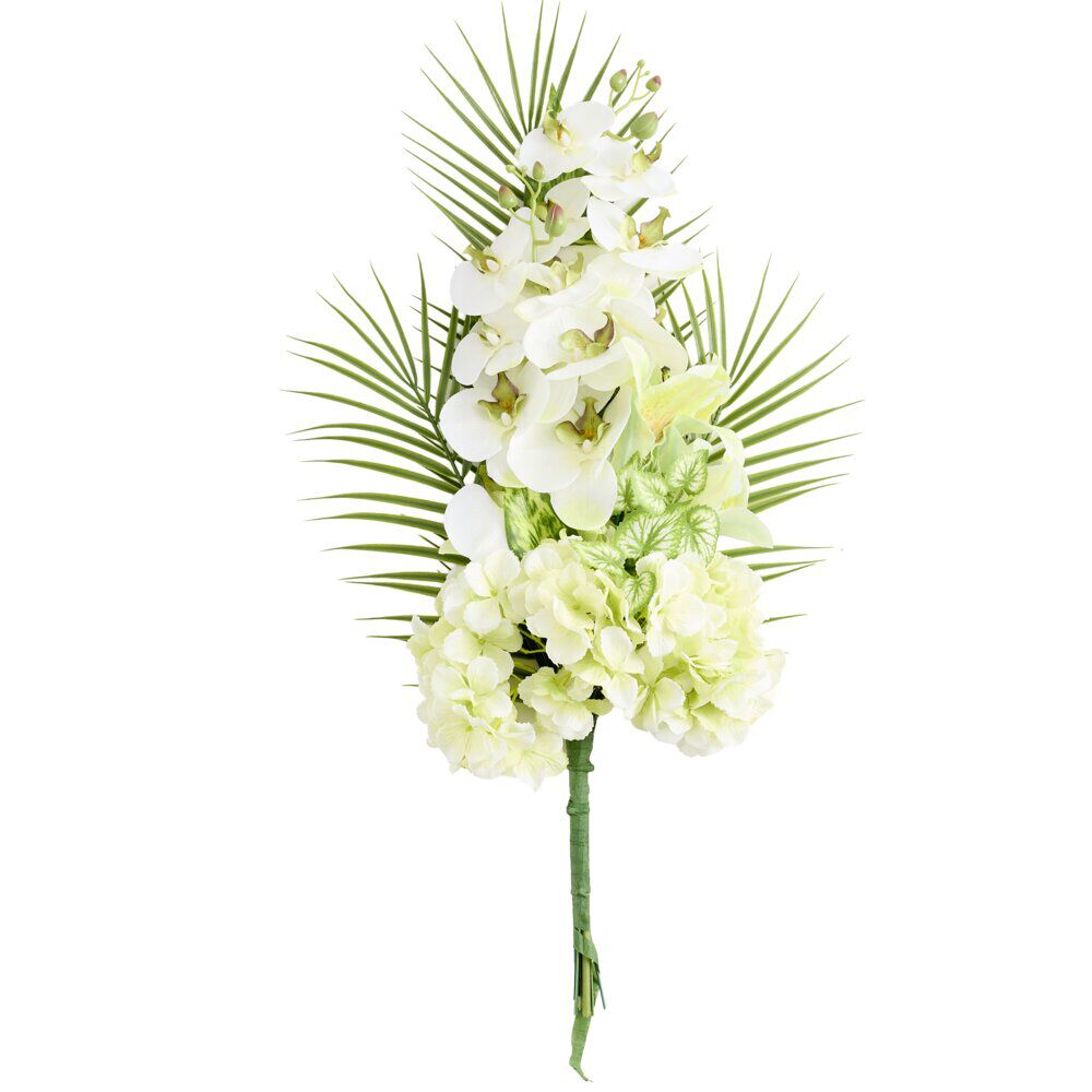 Composition florale artificielle à poser orchidées jaunes 50x20xH85cm
