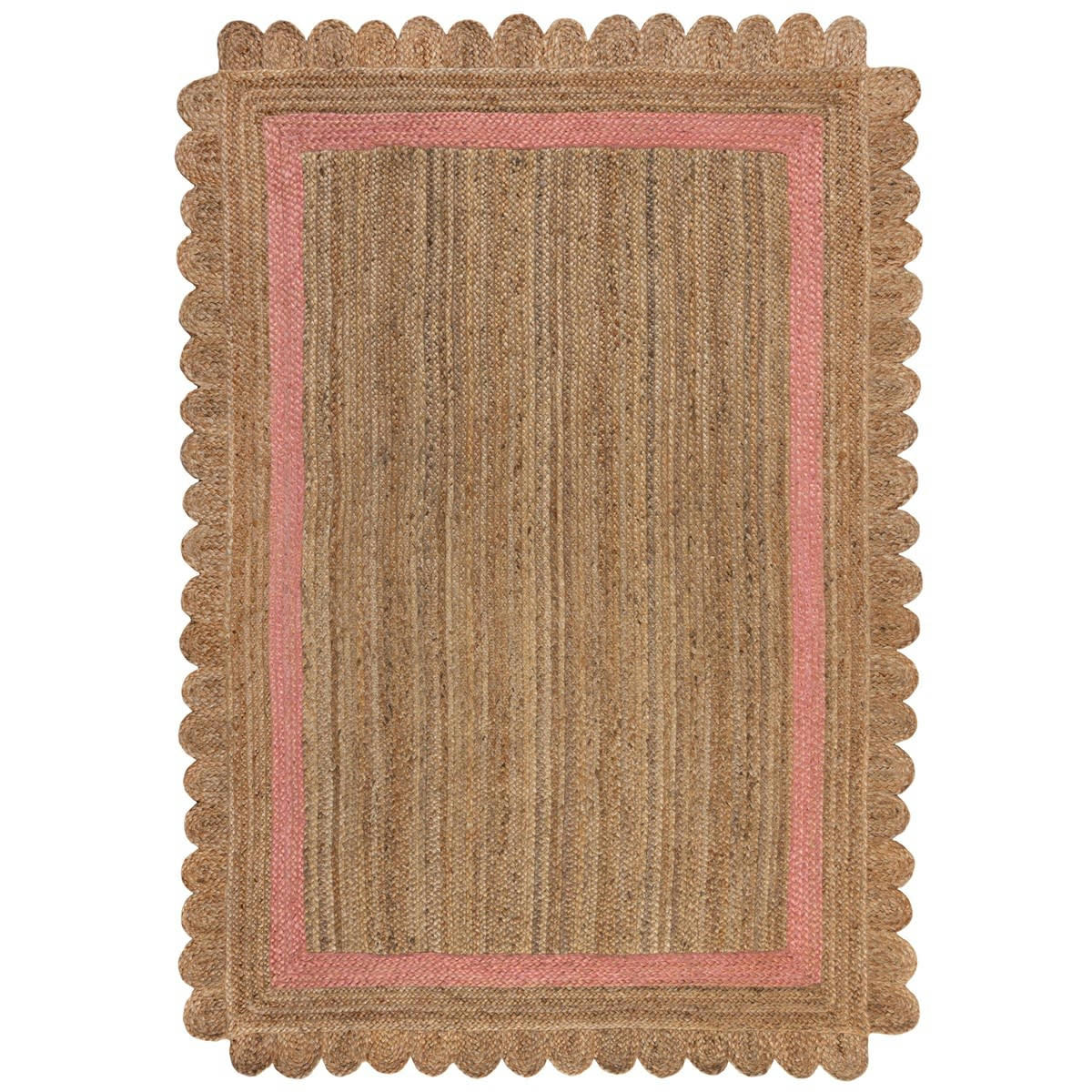 FLOWER JUTE - Tapis de salon en Jute Rose 160x230 cm