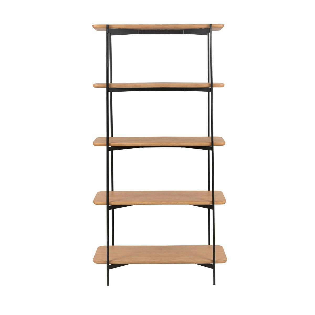 EASY - Etagère en chêne naturel vernis et métal noir