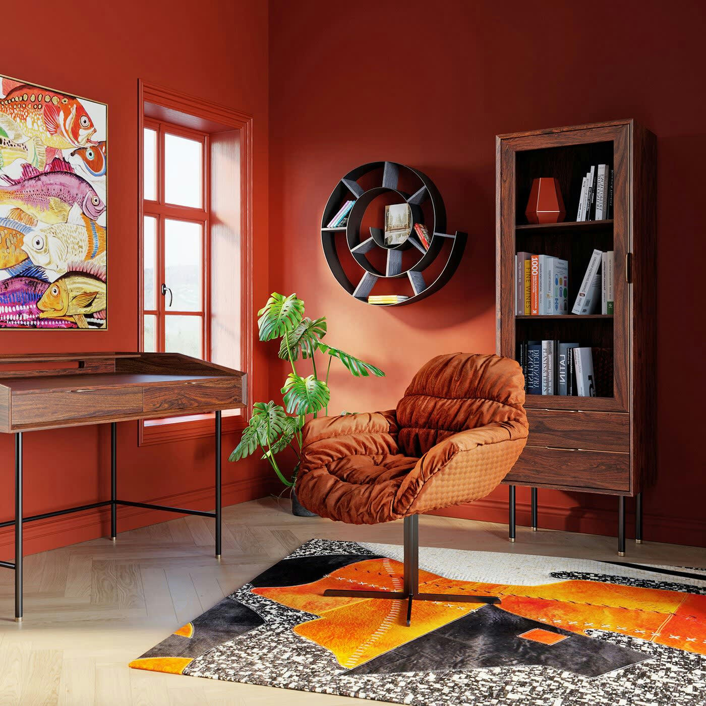 RAVELLO - Vitrine 2 portes 1 tiroir en Sheesham massif