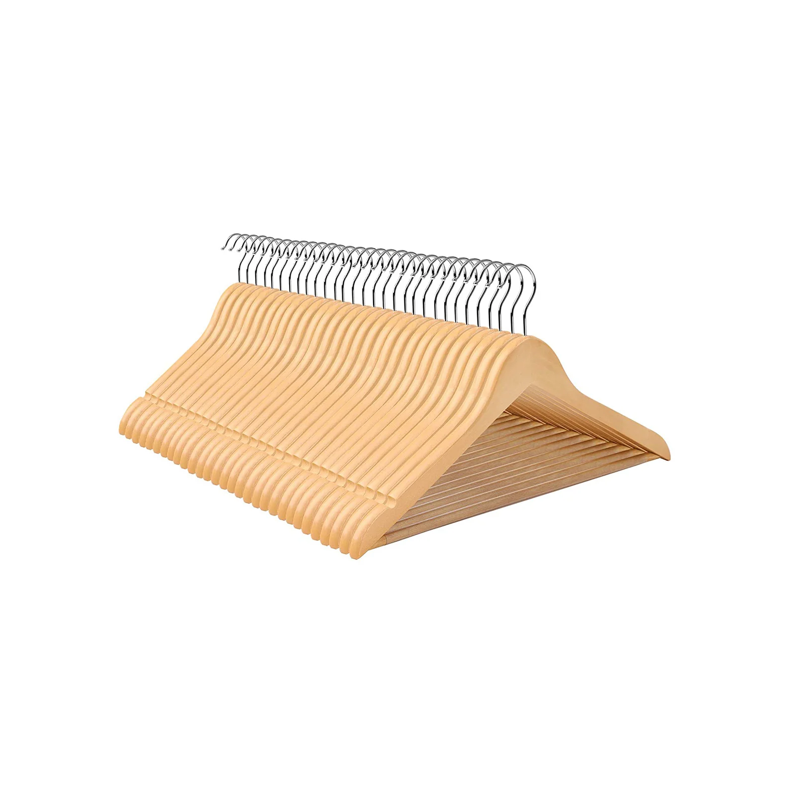 Cintre en bois avec barre à pantalon