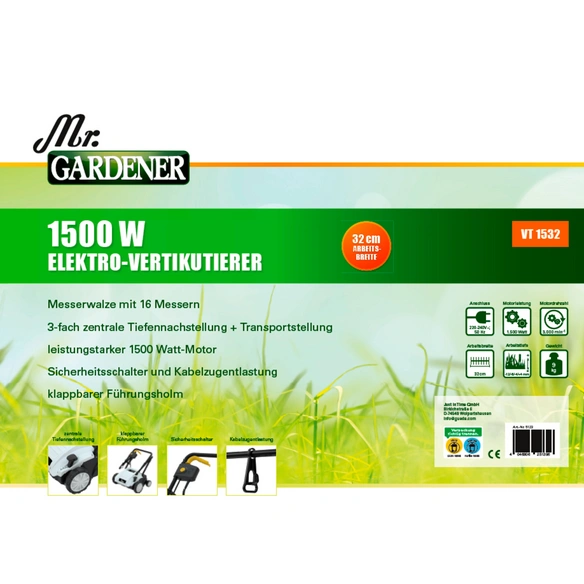 Vertikutierer »VT 1532«, 1500 W, 4-fach zentrale Höhenverstellung