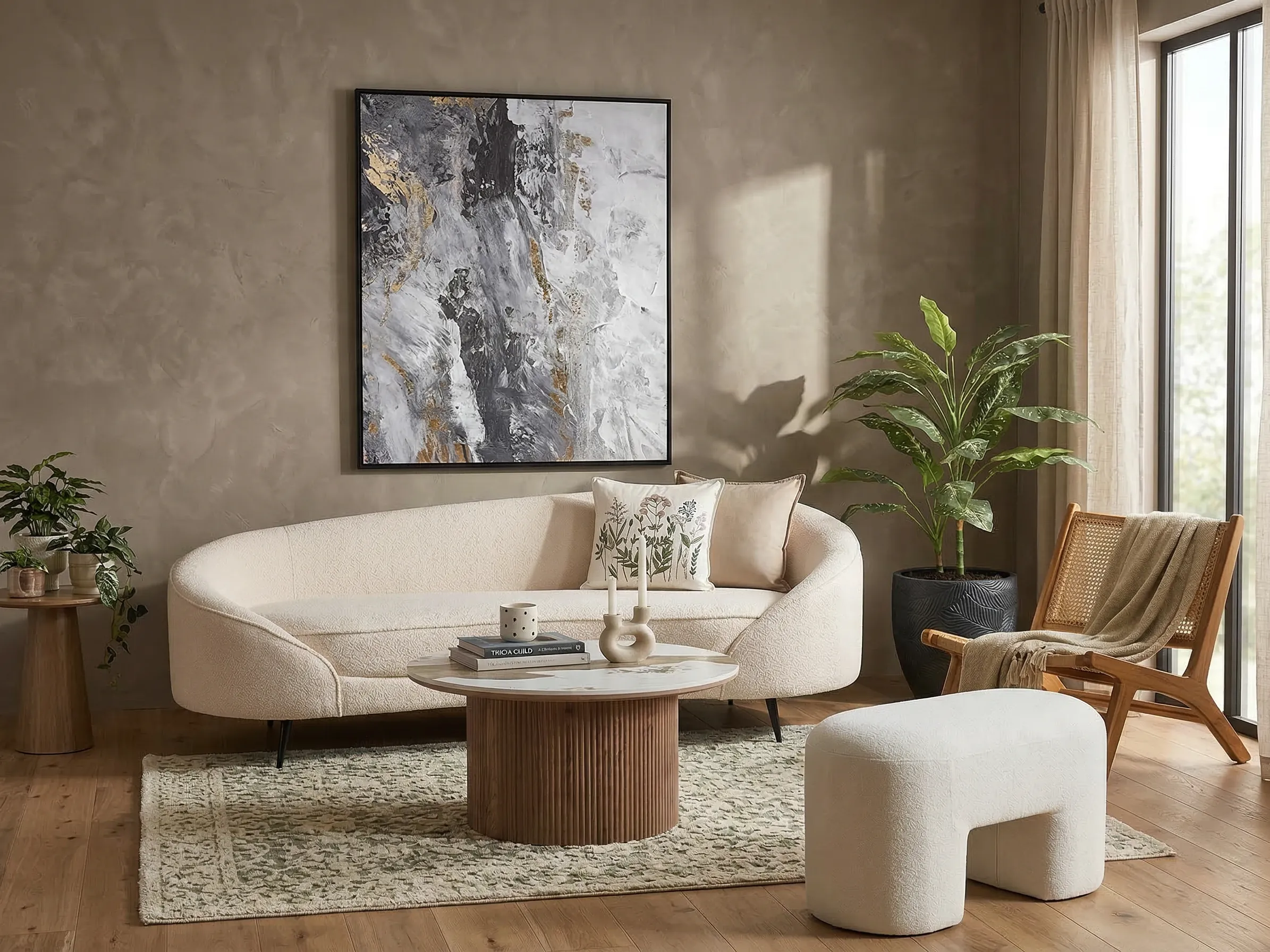 Sofa 2 Seater SAVAR Boucle Beige