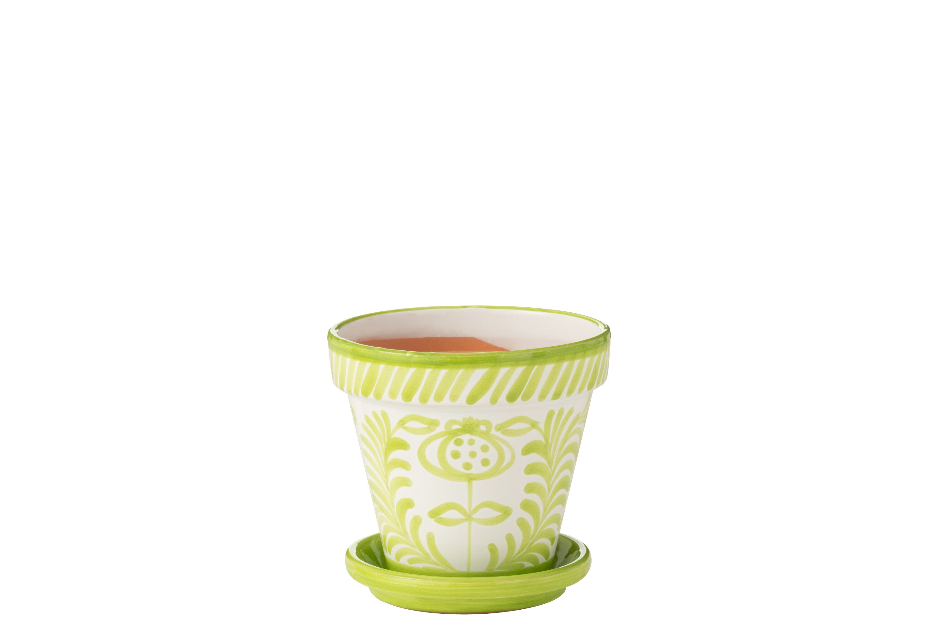 J-Line bloempot Granada Handmade   Painted - keramiek - groen - medium - Ø 27 cm