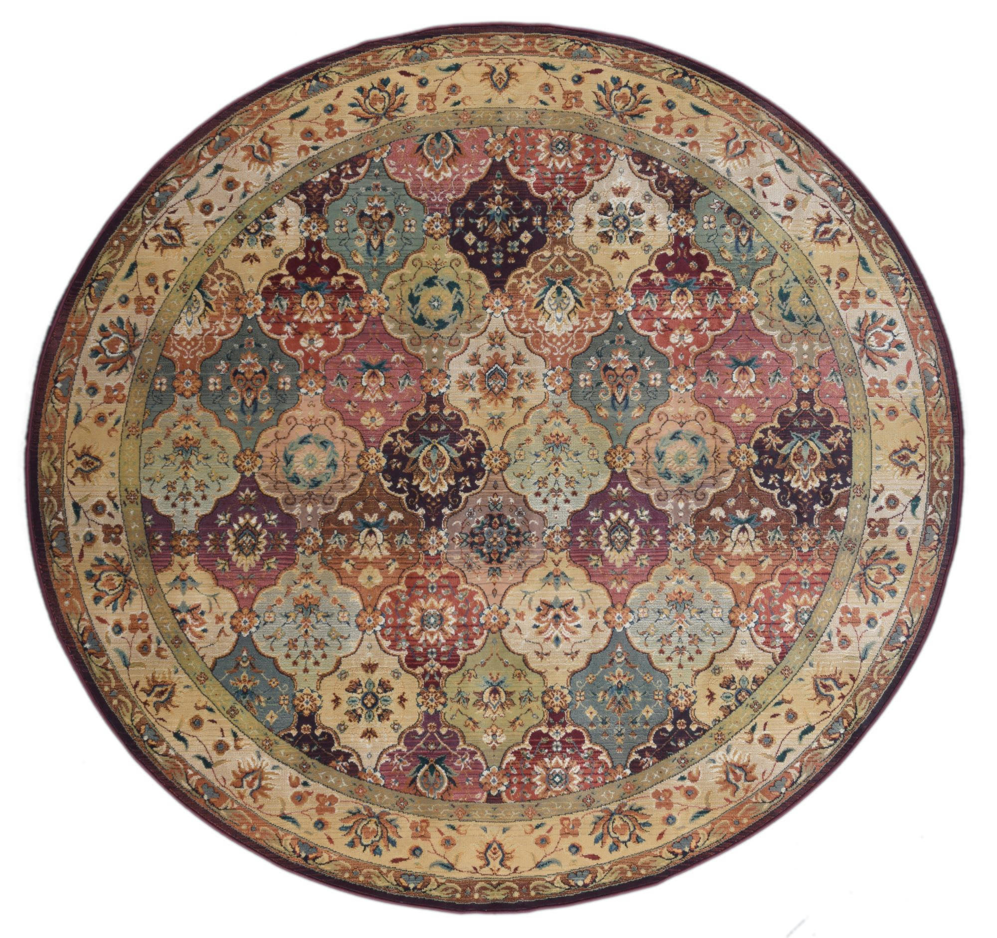GABIRO - Tapis d'orient classique tissé machine - rouge D120 cm