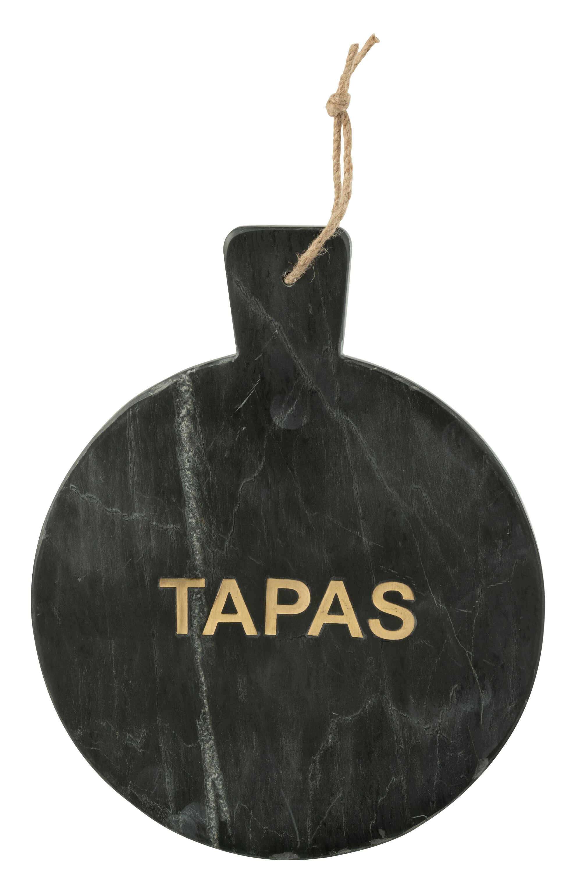 J-Line snijplank Tapas Rond Marmer - steen - zwart goud