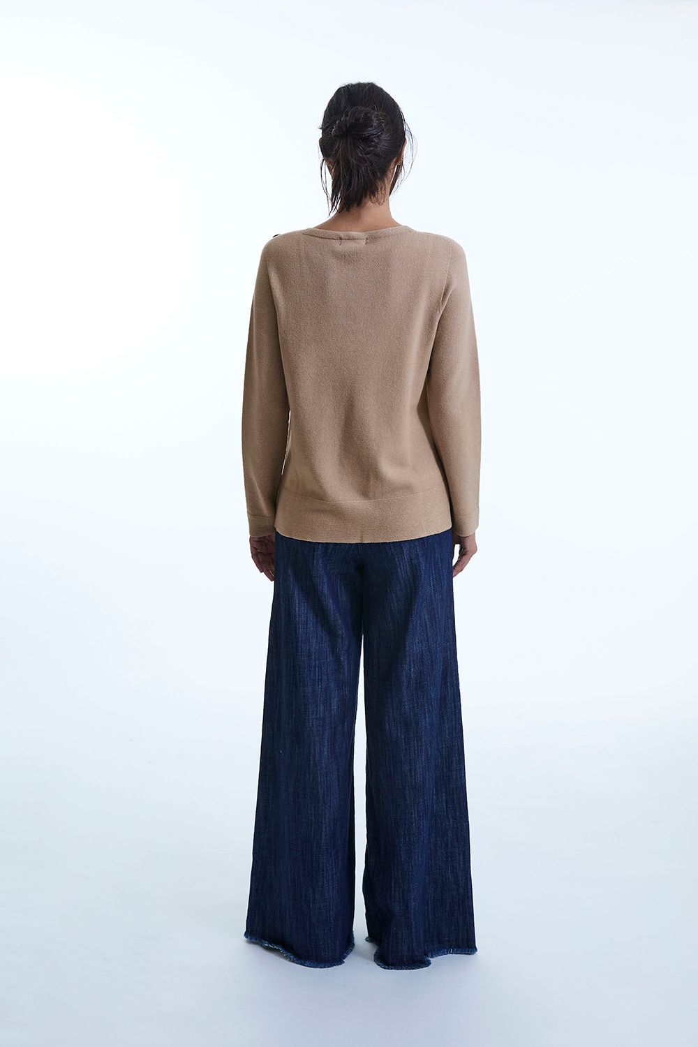James Lakeland Side Button Taupe Jumper