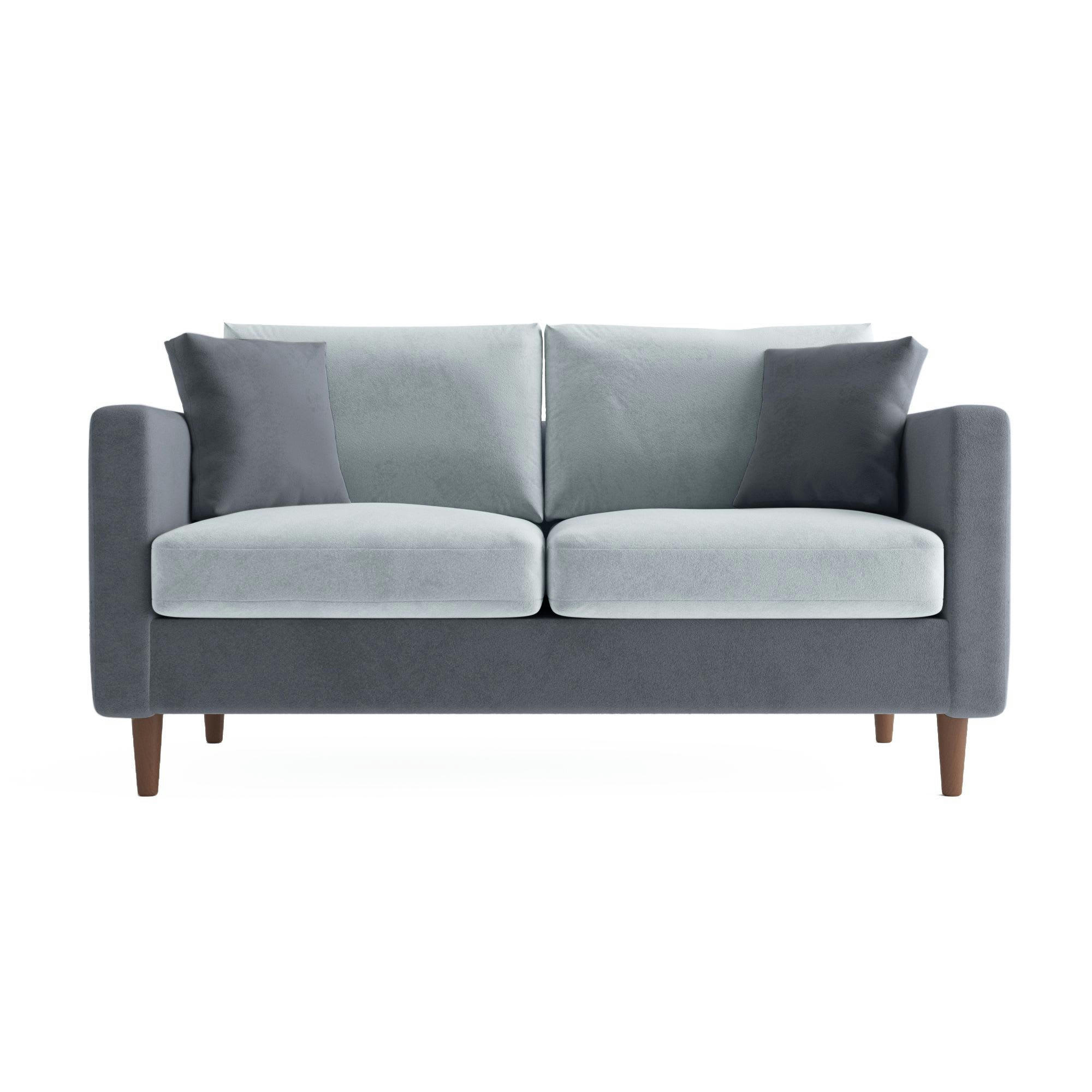 CARTHAGE - Canapé bicolore 2 places en velours gris