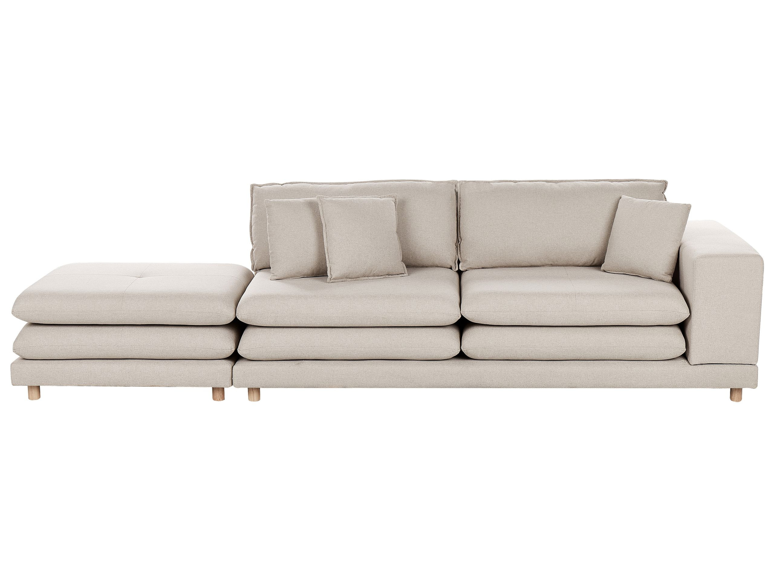 Sofa tapicerowana 2-osobowa z otomaną beżowa
