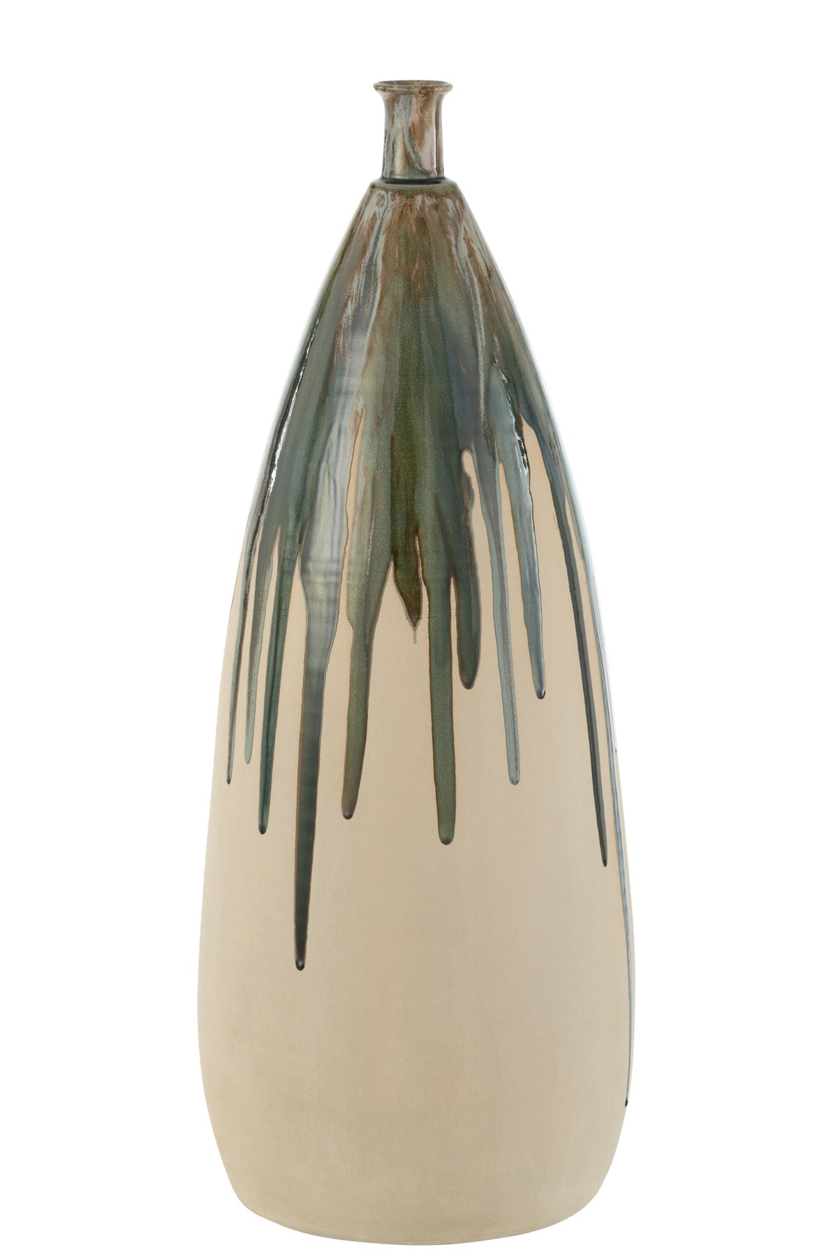 J-Line vaas Verf - keramiek - naturel/groen - large - 73 cm hoog