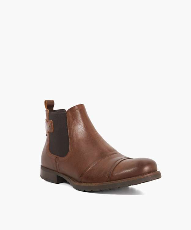 Saltwood Brown - Leather Wide Fit Casual Chelsea Boots
