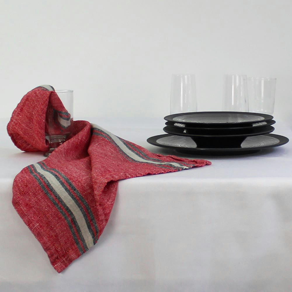 COSTA TERRACOTTA - Torchon  pur lin rouge 50x70