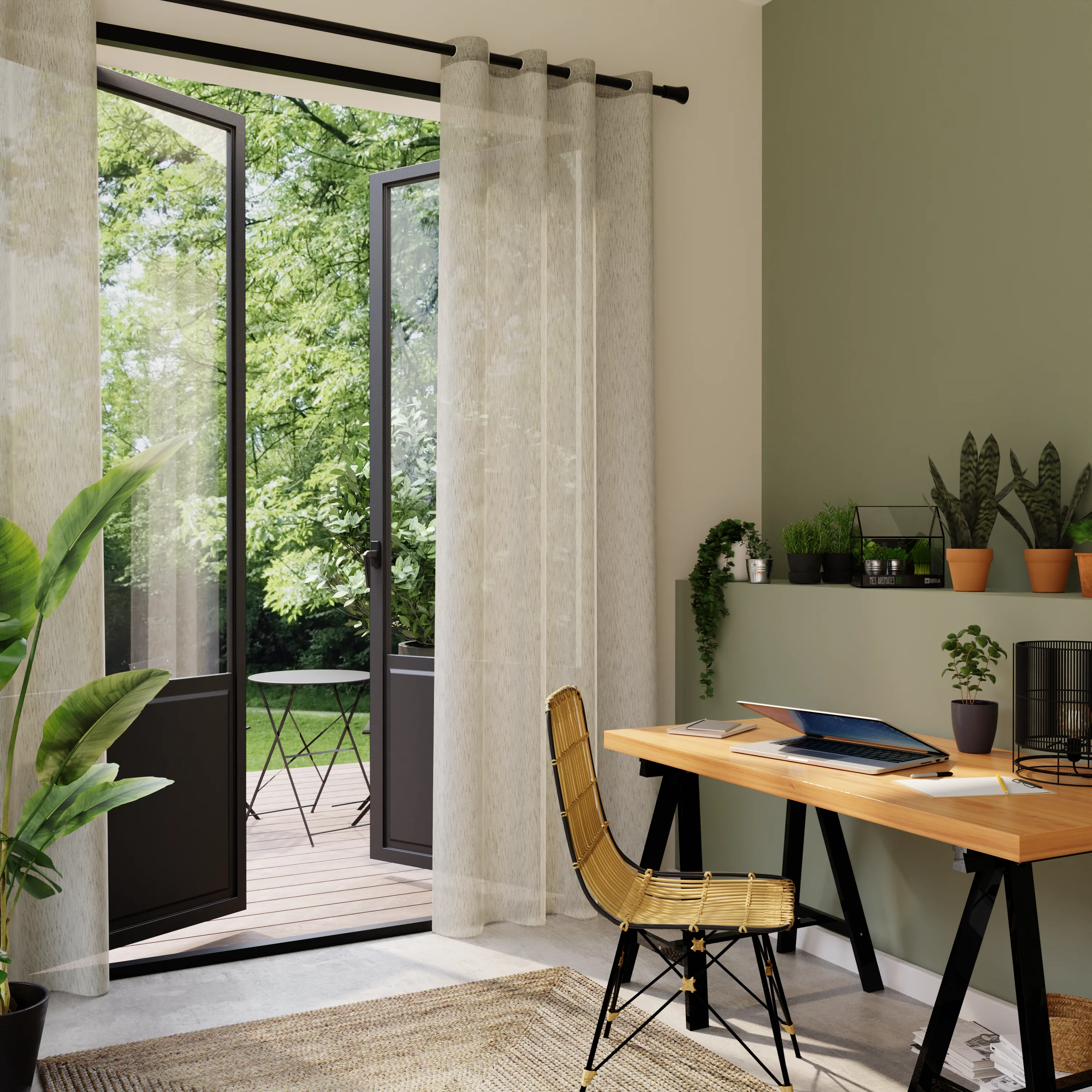4MURS Voilage DIRITTO coloris sauge 140 x 240 cm