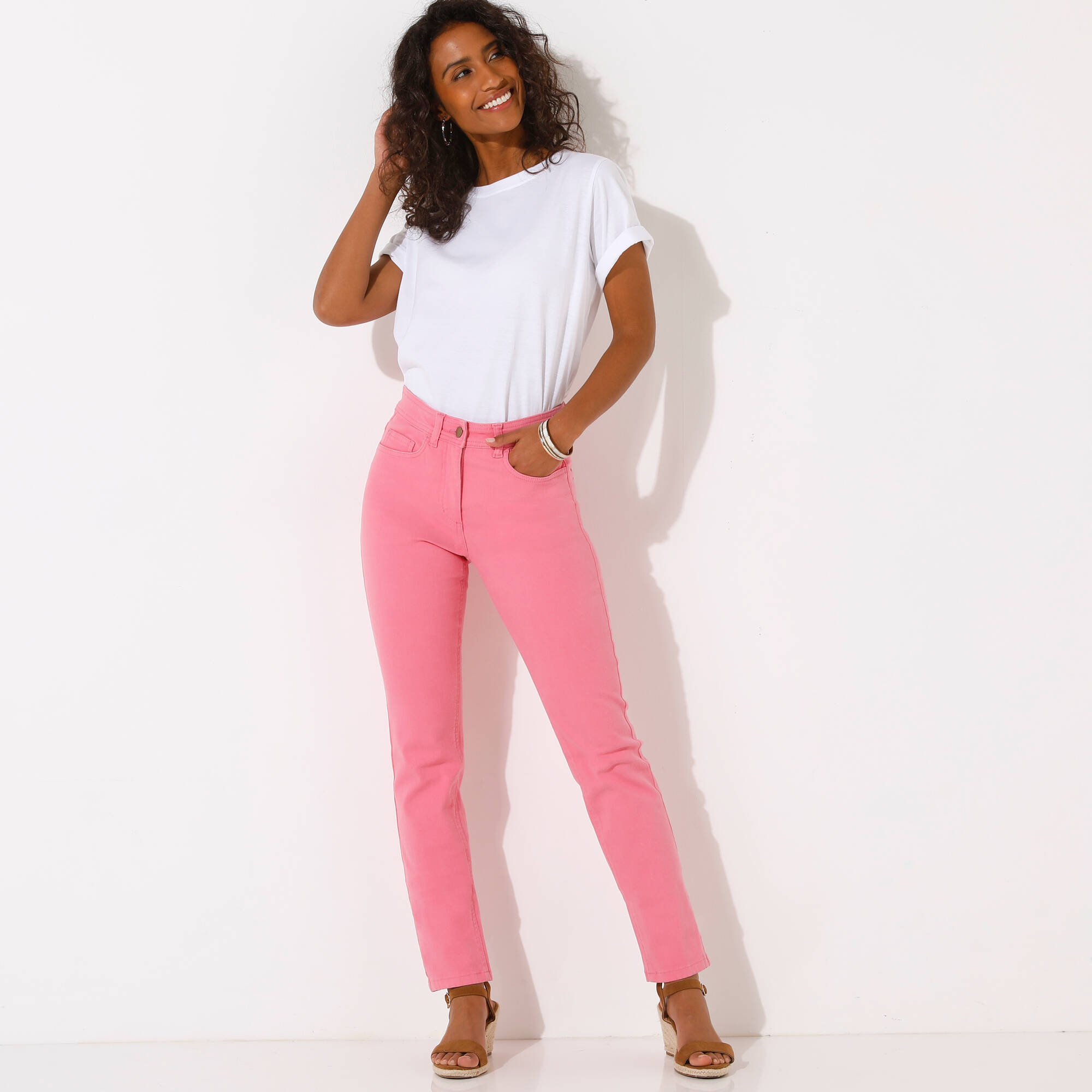 Pantalon droit sculptant, renfort gainant