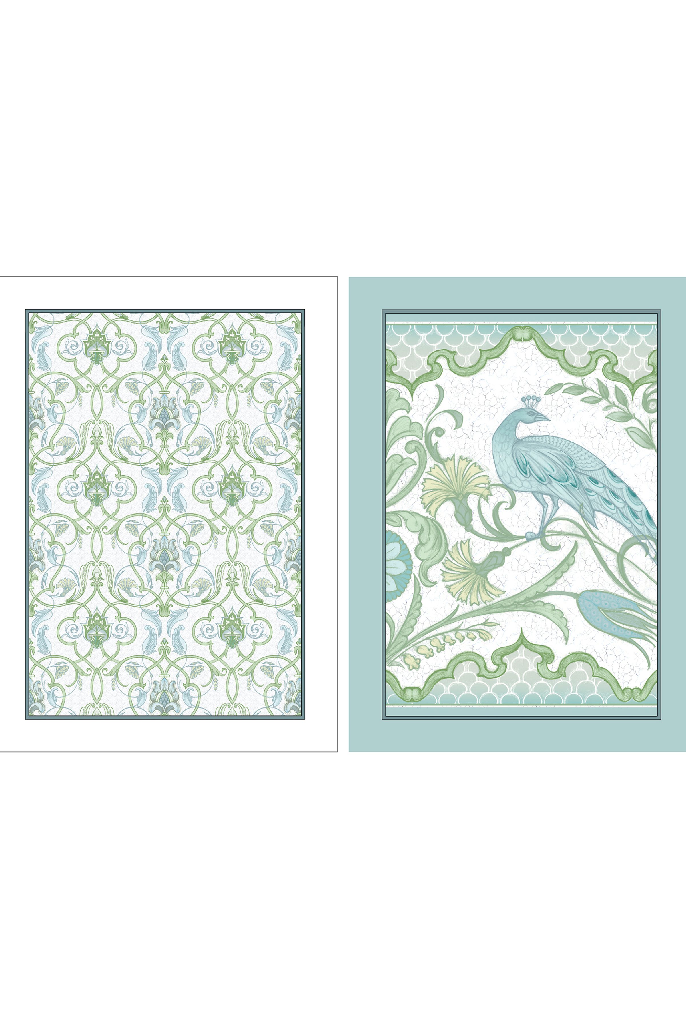 Laurence Llewelyn-Bowen Palm Court' Peacock & Oranate Print 100% Cotton Tea Towel (2 Pack)