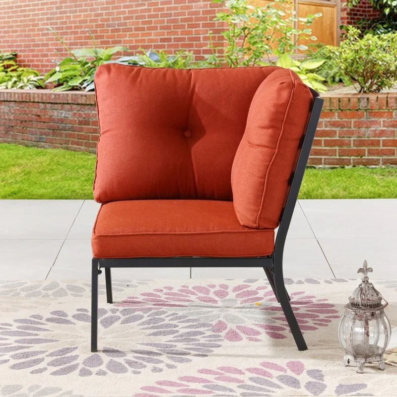 Patio Festival Outdoor Corner Chair with Red Cushion