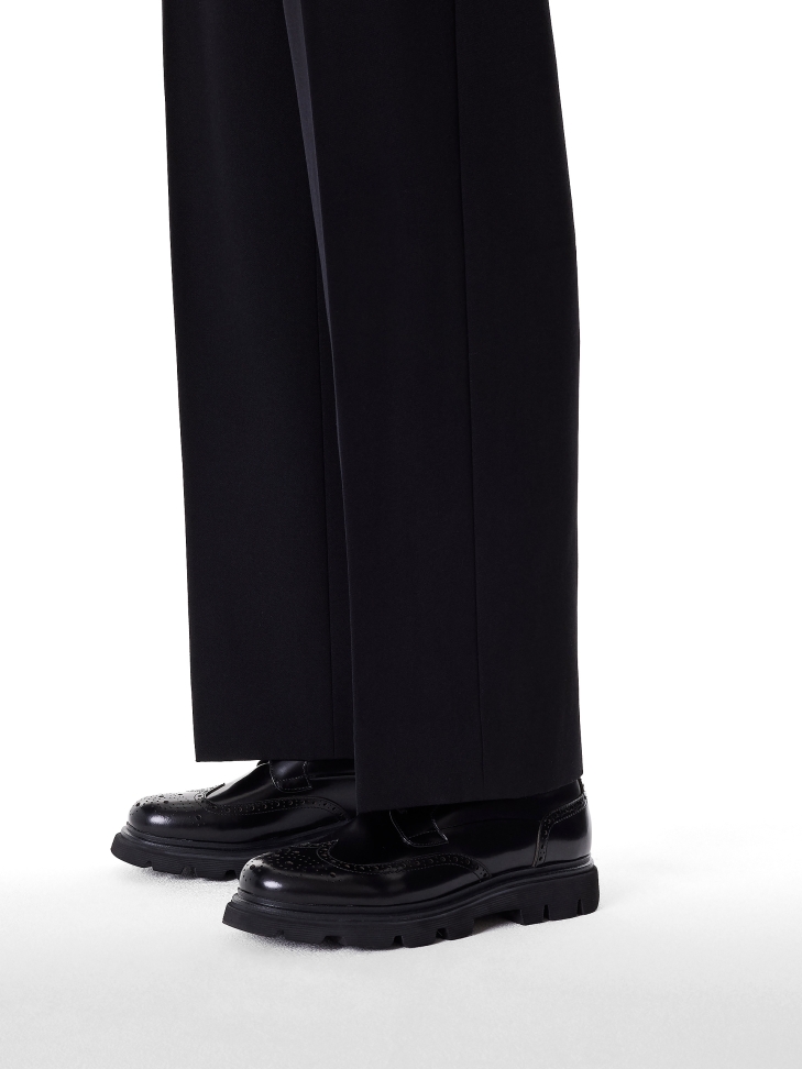 Black leather brogues casual shoes