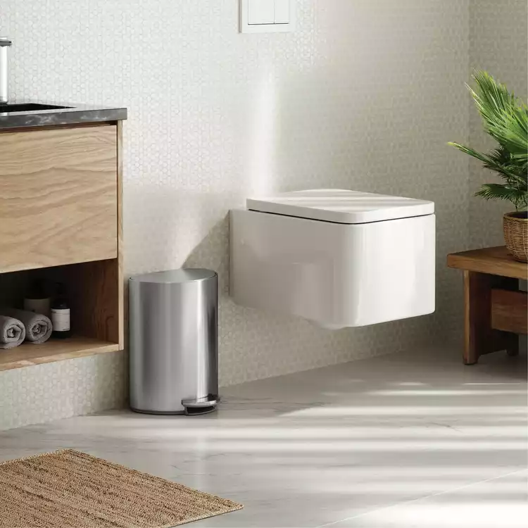 Simplehuman 6L Semi-Round Bathroom Pedal Bin-Stainless Steel