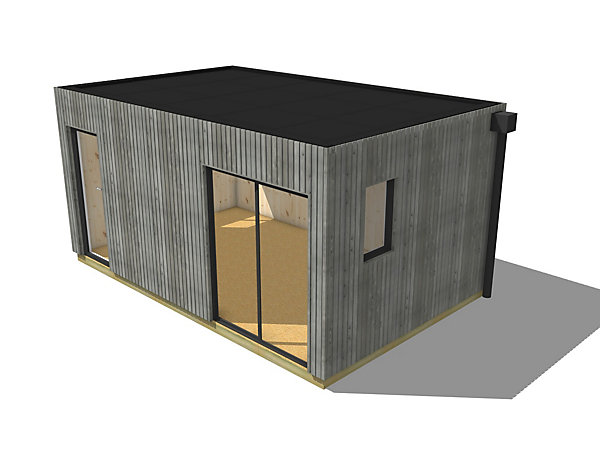 Bureau de jardin télétravail en bois 5,5 x 3,5 x 2,7 m avec plancher isolé