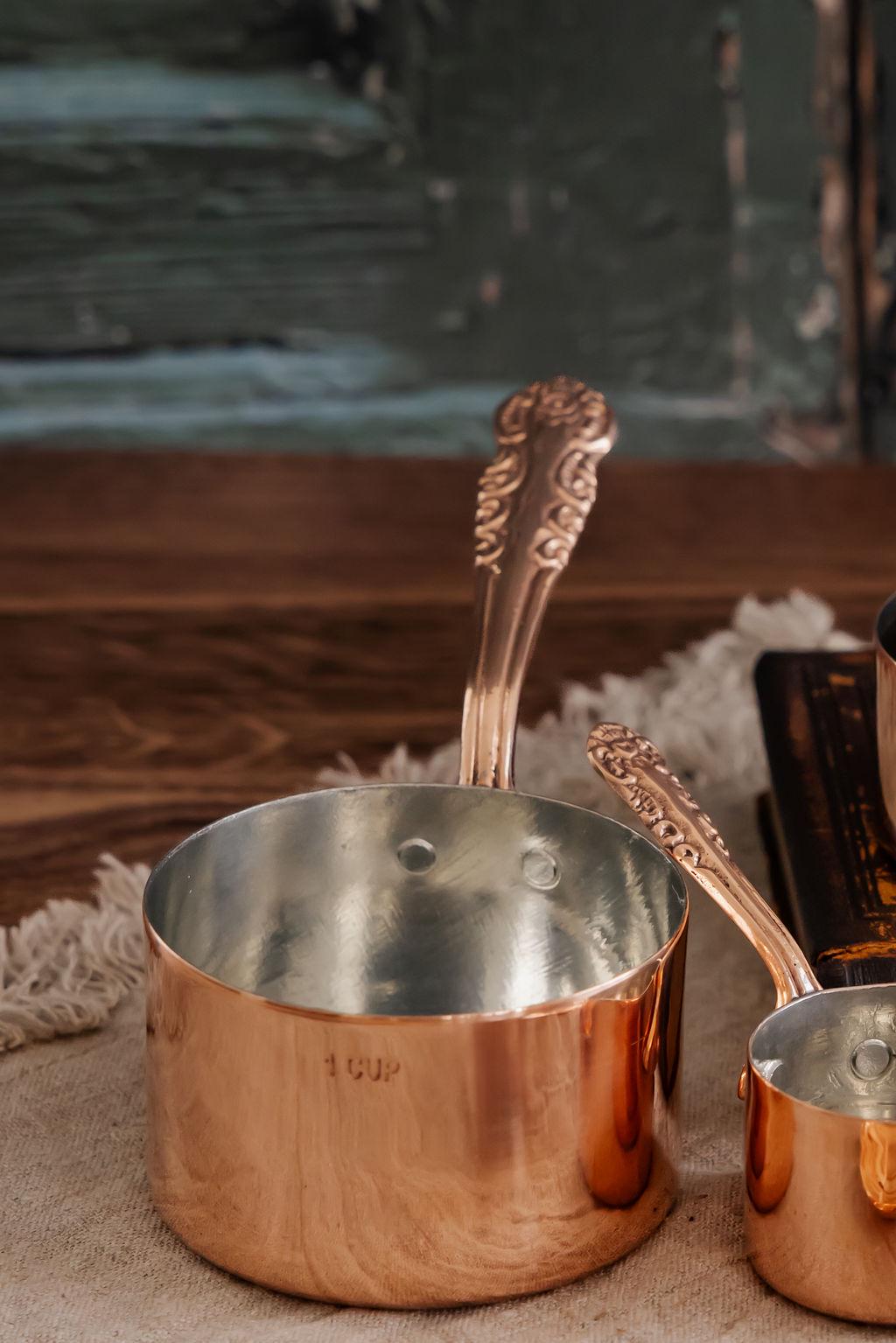 Copper Vintage Inspired Measuring Cup Set/4 , kitchen Utensil, Cookware, bakeware, Copper