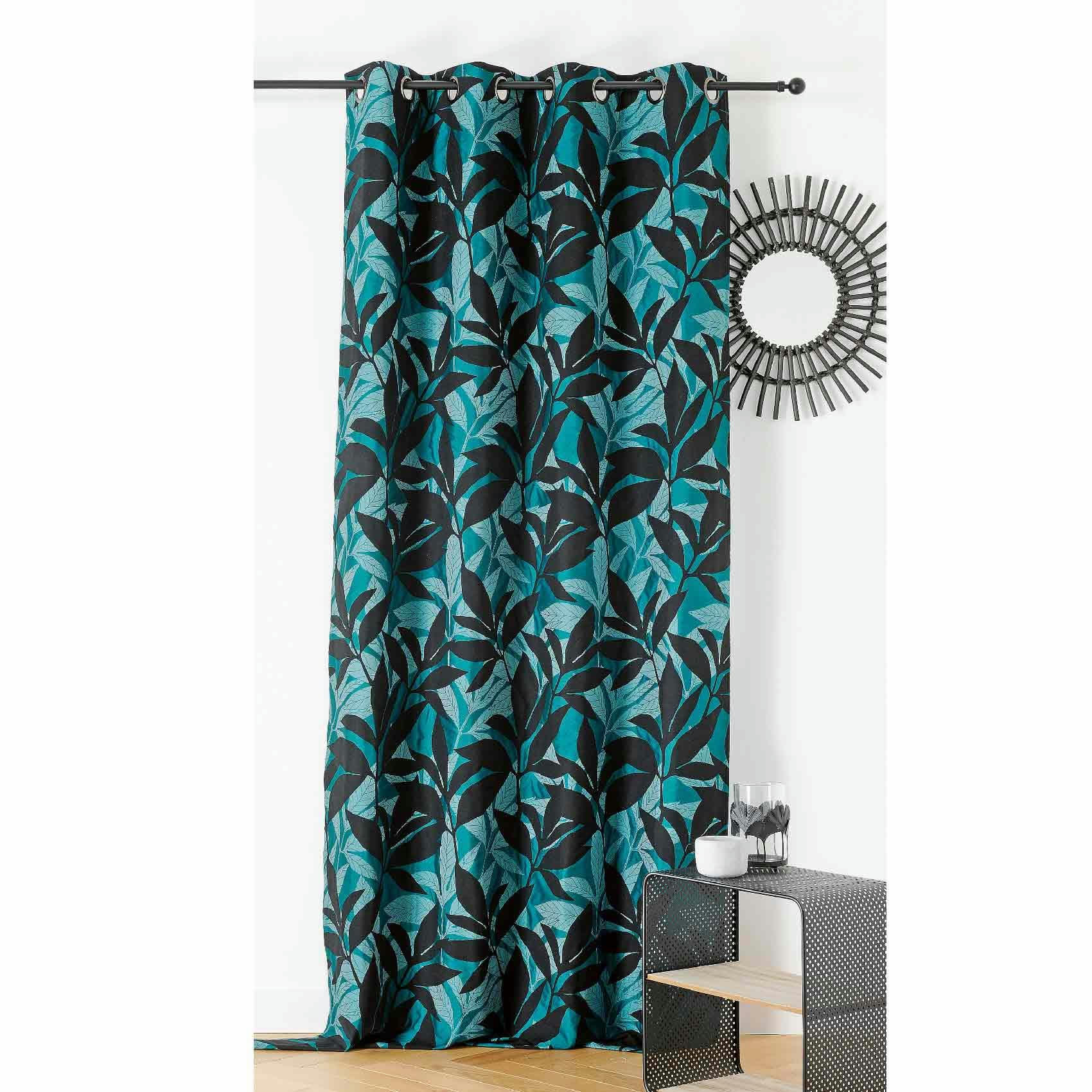 - Rideau d'ameublement aux feuillages exotiques