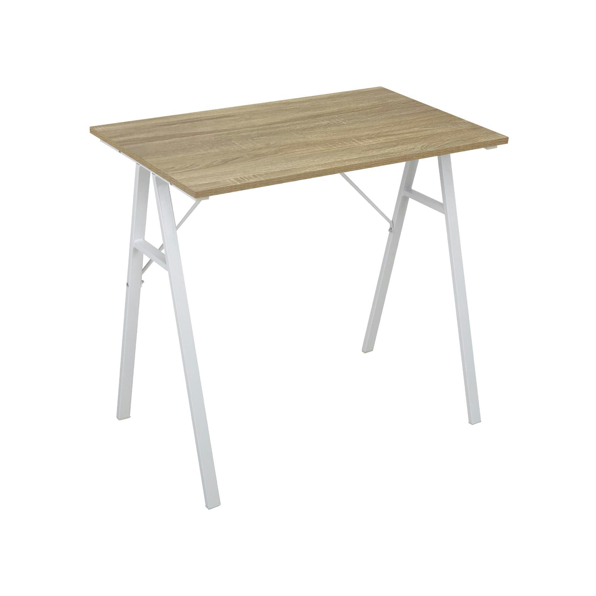 MODERN - Bureau compact en fibre de bois et acier blanc et beige