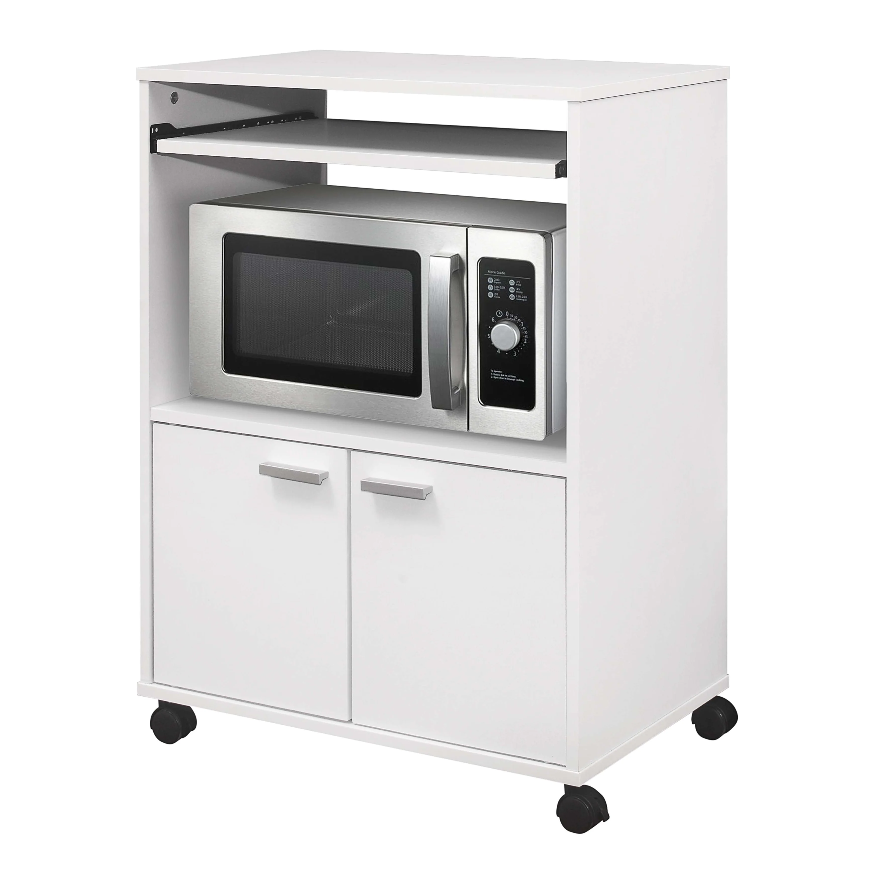 2-Door Kitchen Microwave Cart (White)
