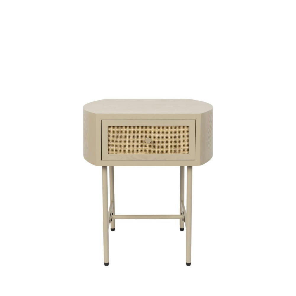 AMAYA - Table de chevet 1 tiroir en bois et métal beige