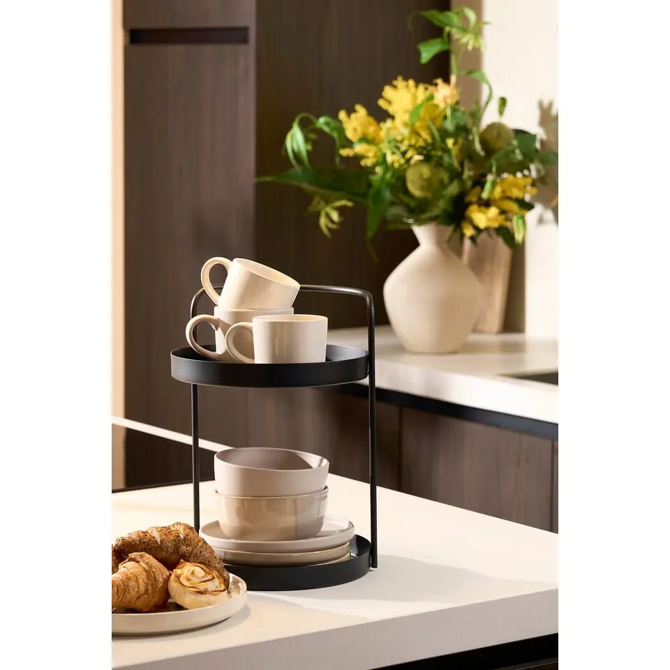 Mica Decorations Etag&egrave;re 2-Laags - H35 x &Oslash;25 cm - Metaal - Zwart