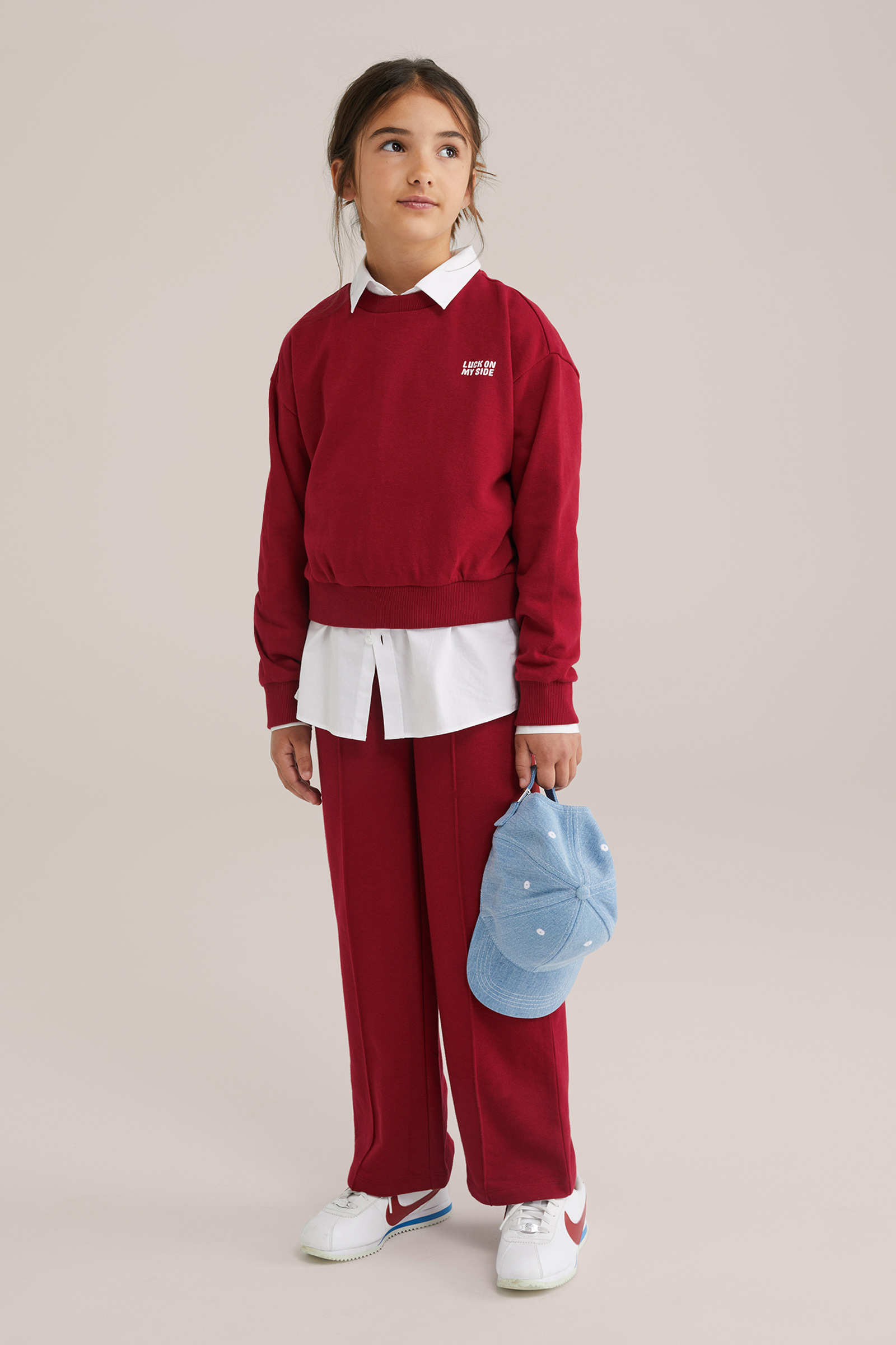 Meisjes oversized sweater met print