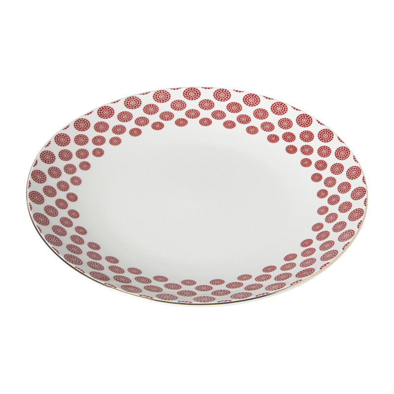 Dinerbord Mirna bloem - rood/wit - &Oslash;26.8x2.2 cm