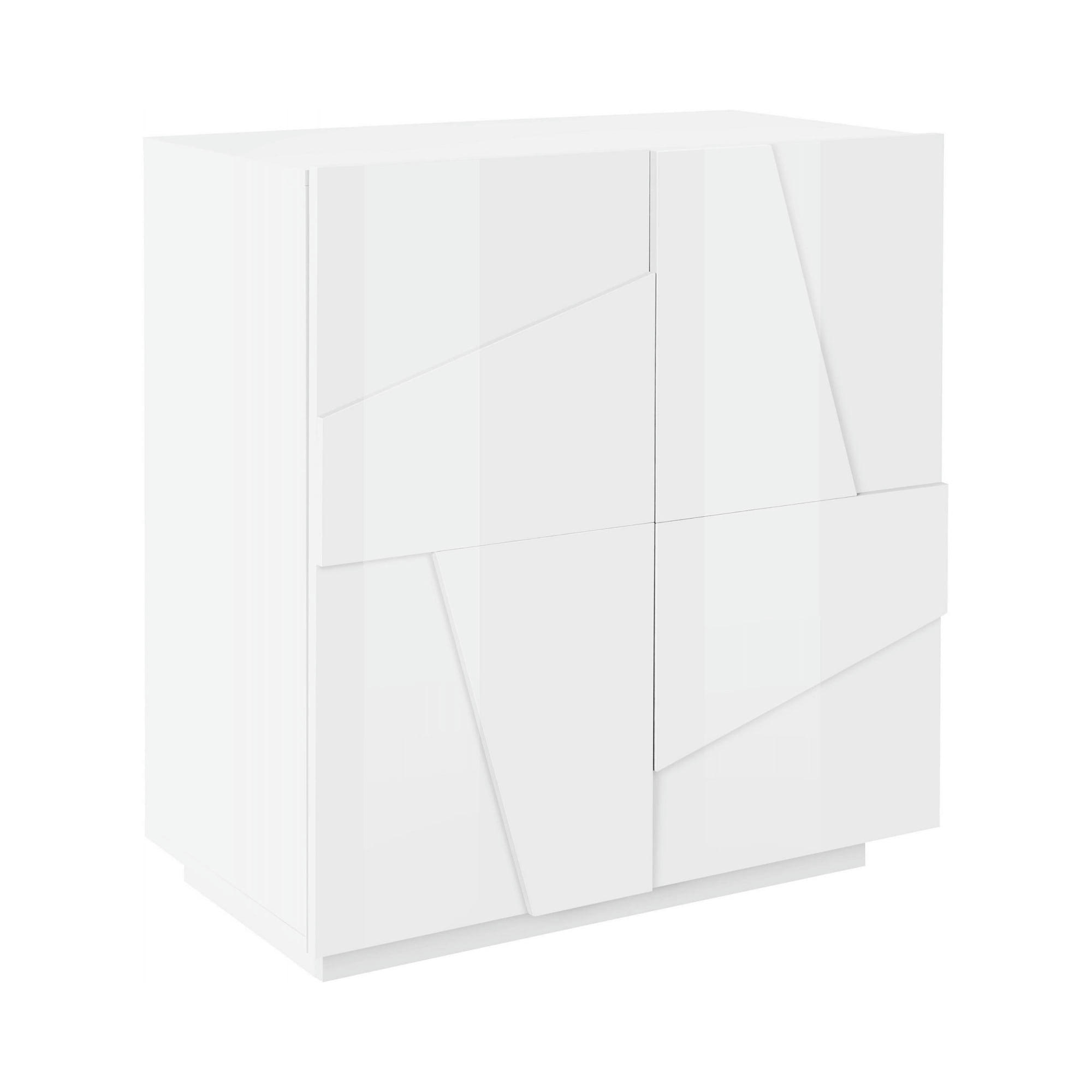 - Buffet à 2 portes effet bois blanc brillant