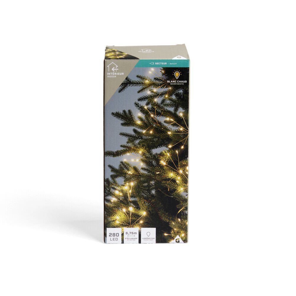 Guirlande lumineuse intérieur effet feu d'artifice 280LED blanc chaud 6,7m